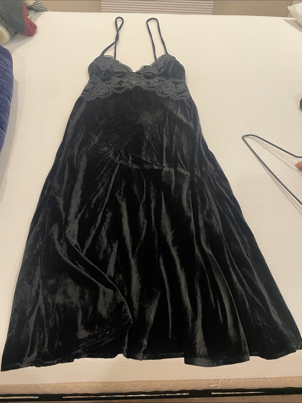 FARM Rio Black Velvet Backless Slip Dress